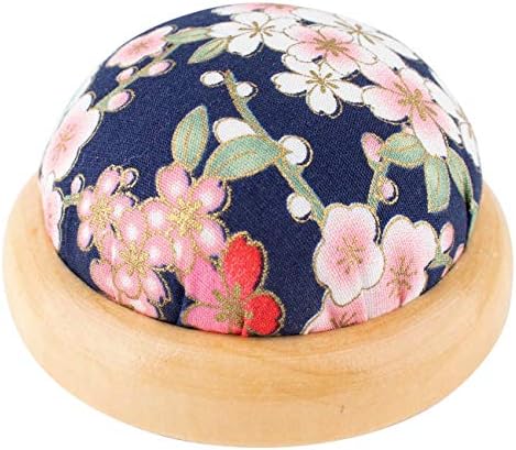 Rolybag Pin Cushion, Wooden Base Needle Pincushions Japanese Style Round Pin Cushion for Sewing Needle Holders or DIY Crafts