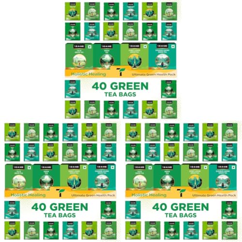 Image of TE-A-ME Assorted Green Tea Bags 40 Pcs,60 Gram,Kashmiri Kahwa,Tulsi,Green,Honey Lemon | One Of The Best Choice For Tea Gifting (Pack of 3)