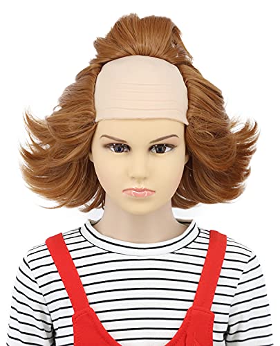 karlery Kids Short Fluffy Brown Curly Horror Pennywise Wig Halloween Cosplay Wig Costume Anime Wig