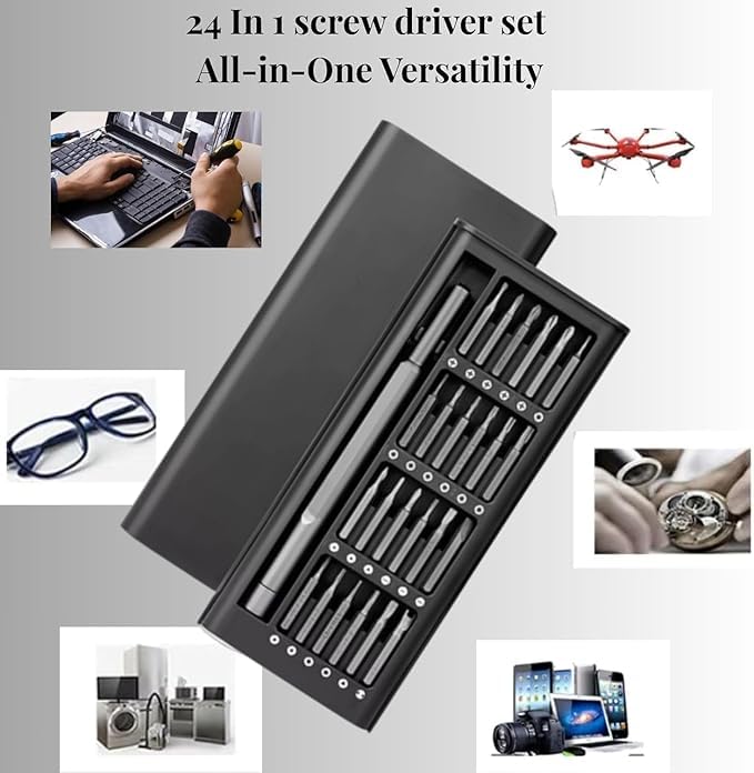 Image of 24 In1 Mini Precision Screwdriver Set with Magnetic Head and Steel Bits for Phone, Tablet, PC, TV, Monitor and Multiple Repair Tool Kit