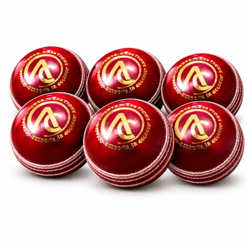 Image of Ananya Creations Classic Red 4 piece Leather Cricket Ball -60 Overs (Super Test) | Premium Hand Stitched | Durable for Test, ODI, T20 & Practice Matches | Swing & Seam Optimized | Premium Shine (6)