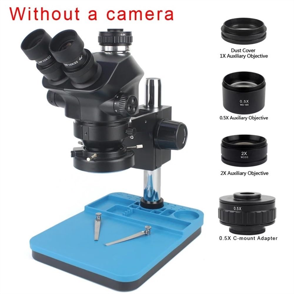 Microscope 48MP 2K 60FPS HDMI USB Video Camera Industrial Lab Simul Focal Magnification Continuous Zoom 7X 50X Stereo Trinocular Microscope(3.5X-100X)
