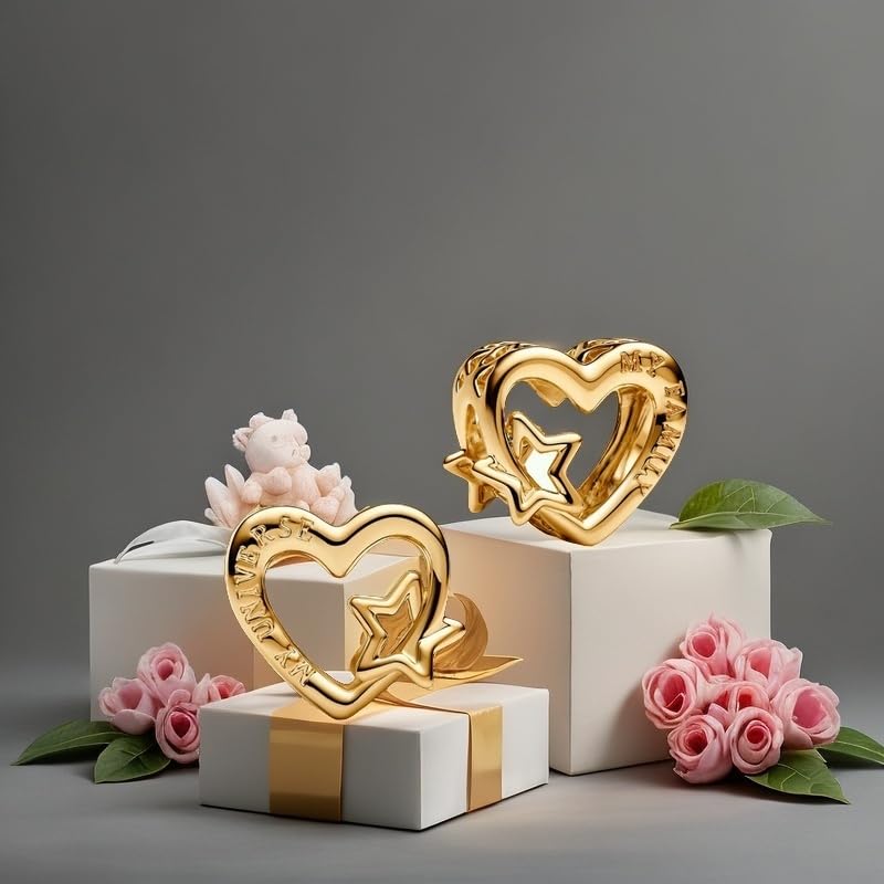 Image of Mom Family Charms Bead for Bracelets and Necklaces Jewelry Charm for Women Valentine Mother's Day