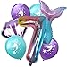 DIWULI, Set di Palloncini a Sirena Grande, XL Pallone Numero 7, Arcobaleno gonfiabili Anni, Conchiglia Palloncino in Foil, Palloncini in Lattice 7° Compleanno, Decorazione, Festa, Mare, Blu Lilla