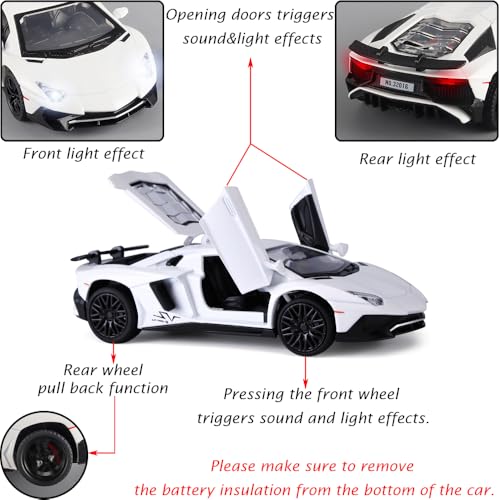 Modelo de coche de juguete Lambo Aventador blanco 1:32 miniatura 2