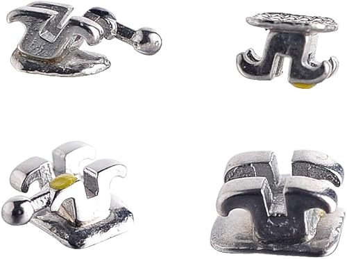 Miniatura 8 de Soportes de ortodoncia dental, 20 piezas, mini soportes de metal, ranura.022 ganchos (Roth 022 3 con ganchos)