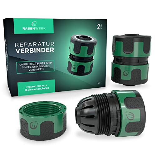 RASENWERK® - Repair connector 3/4 inch - water hose connector - accessories for garden hose - hose repair - pack of 2