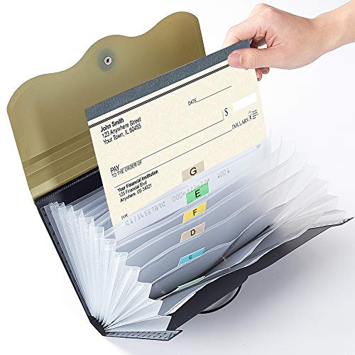 Receipt Organizer For Business,School,Office,Bank,Accordian File Folder For Check,Bill,Invoice,13 Pockets Expanding File Organizer(Green) #TOP5