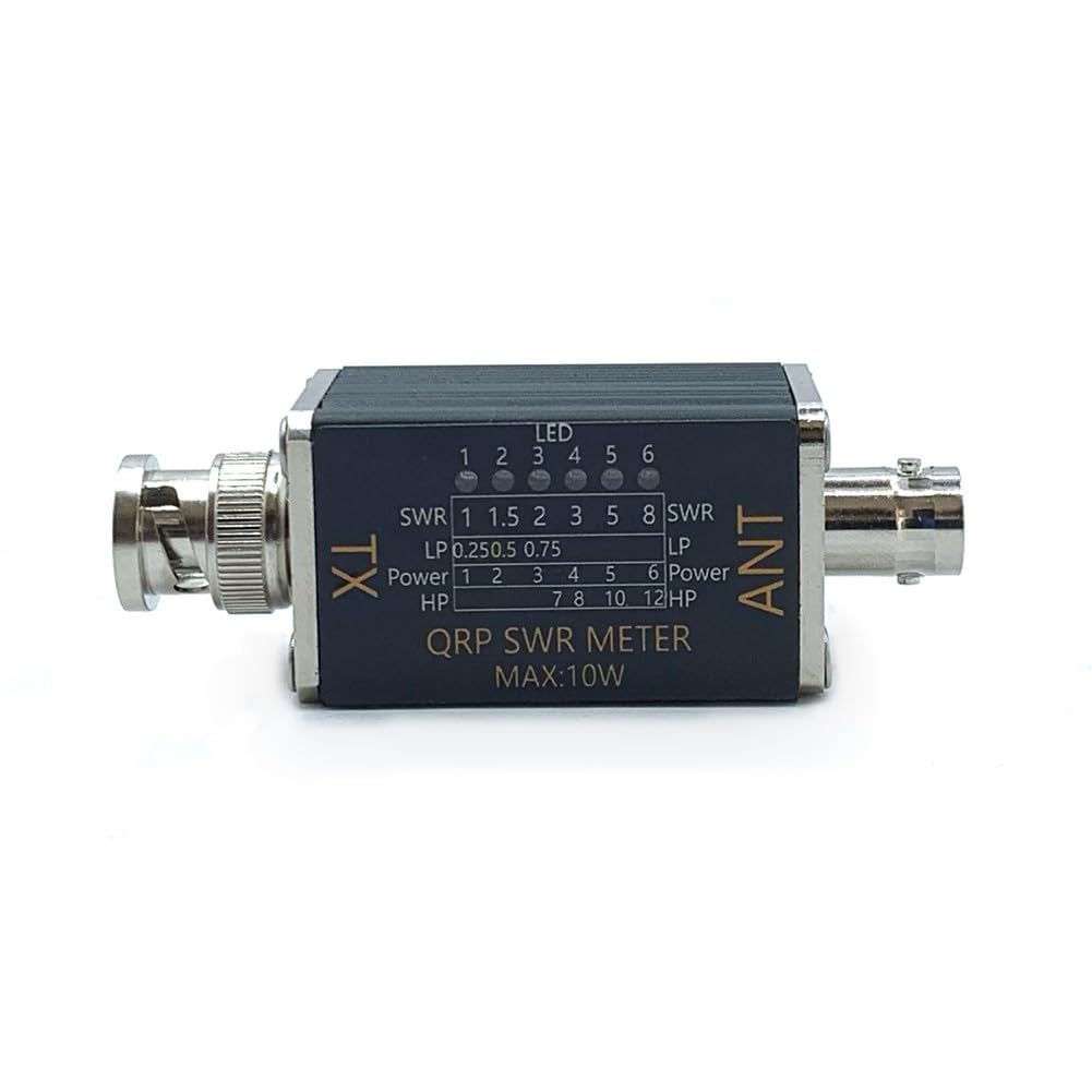 SWR miernik mocy do 1-30 MHz, wskaźnik współczynnika fali stojącej 10 W z 6 podświetleniami LED, przenośny tester sygnału RF z interfejsem BNC, nie wymaga baterii
