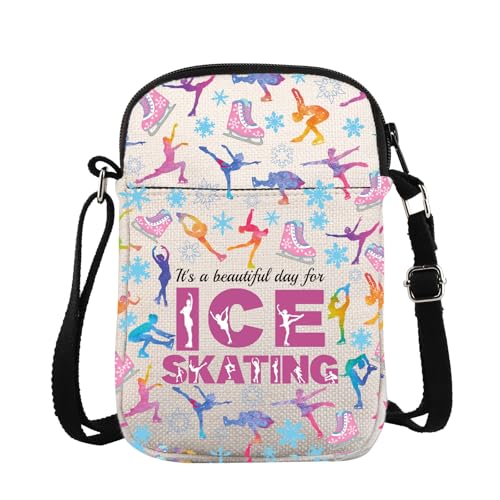 ZJXHPO Skater Cross Body Bag Ice Skating Lover Gift Ice Skating Messenger Bag Skating Team Carry On Bag Figure Skating Gift