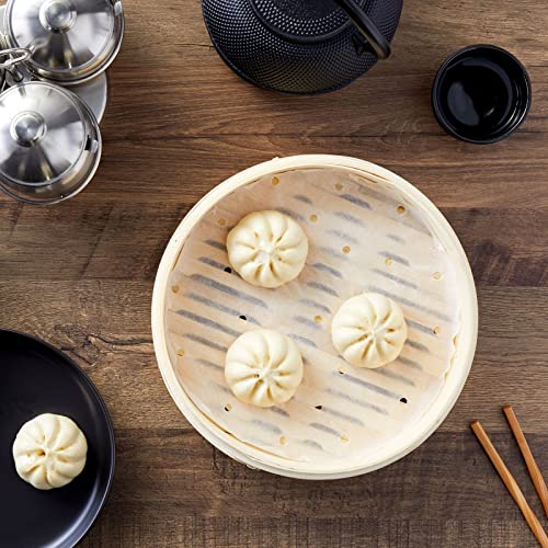 Juvale 14198845 100 Pack Round Air Fryer Liners With Holes For Air Fryer Basket, Dumpling Paper, 10 Inch Perforated Bamboo Steamer Liner Sheets thumb #2