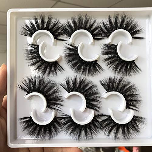 ALICROWN Dramatic Faux Mink Eyelashes, 3D Soft 25MM 6 Pairs High Volume Reusable Crossed Handmade Lashes Pack