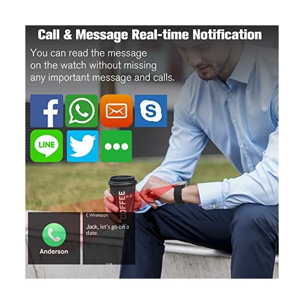 Pradory Smart Watch,Fitness Watch Activity Tracker with Heart Rate Blood Pressure Monitor IP67 Waterproof Bluetooth Smartwatch Touch Screen Sports Tracker Watch for Android iOS Phones Men Women Black