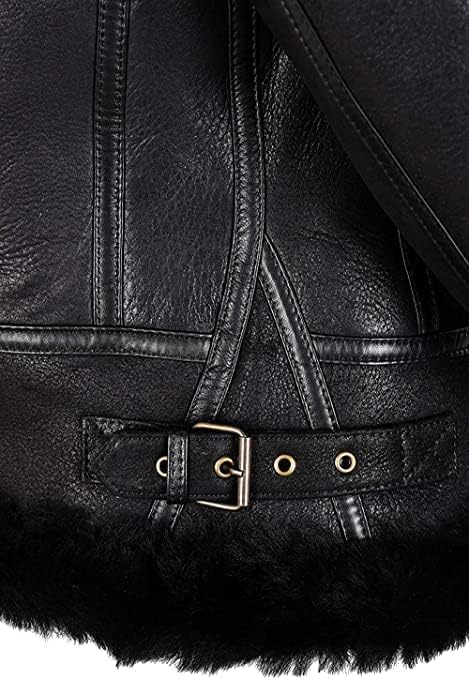 Iconic Womens B3 Bomber Hooded Classic Shearling Pilot Flying Aviator Genuine Sheepskin Leather Jacket - Image 6