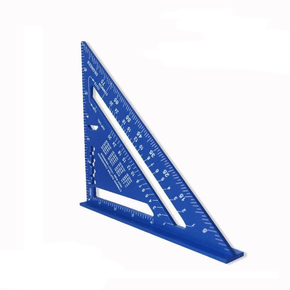 7 Inch Triangle Ruler Aluminum Alloy Carpenter Tool with Metric and Imperial Markings for Woodworking and Construction