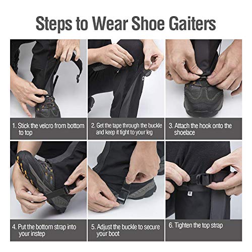 Leg Gaiters Waterproof Snow Boot Gaiters For Snowshoeing, Hiking, Hunting, Running, Motorcycle Anti-Tear Oxford Fabric, Tpu Instep Belt Metal Shoelace Hook For Outdoor #TOP4