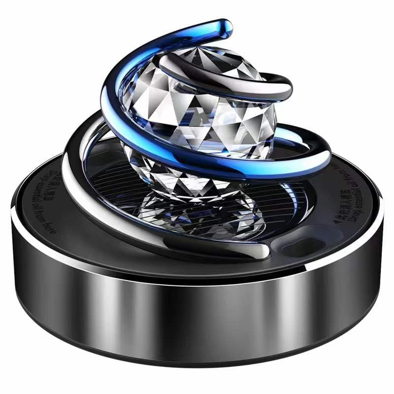 Image of YOURKARTS Car Perfume Diffuser (Black) - Solar Powered Double-Ring Aromatherapy Freshener with Interior Decoration Appeal for Dashboard car accessories