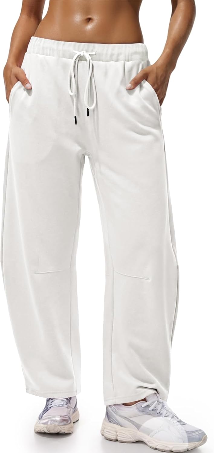 Fisoew Womens Wide Leg Sweatpants Baggy Drawstring Elastic Waisted Travel Track Pants Color Block Joggers with Pockets