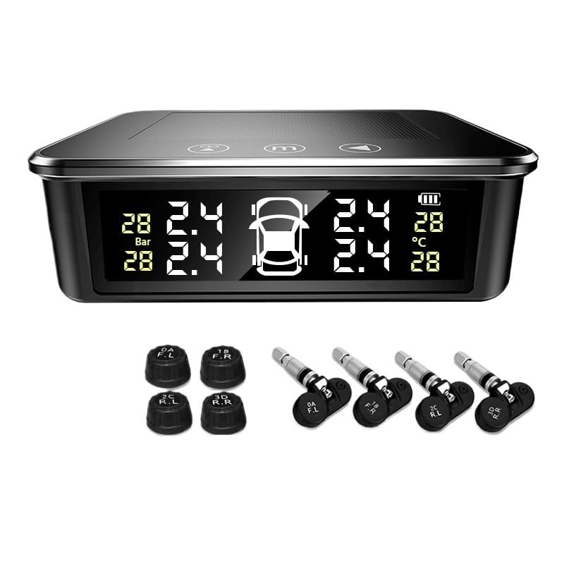 Tpms Monitor Inteligente de presión neumáticos Coche, Botones Pantalla táctil, USB, Alarma Seguridad automática, Sensor
