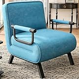 Hawthyhome 4 in 1 Schlafsessel, Schlafsofa mit Bettfunktion, Platzsparendes Gästebett, Relaxsessel Schlafsofa mit Bettfunktion Samt Esszimmerstuhl (Blau, Einzelbett)