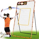Volleyball Rebounder Net 7x4 ft, Training Equipment with Angle Customization for Practicing Volleying, Bumping, Spiking Training, Portable Travel Bag