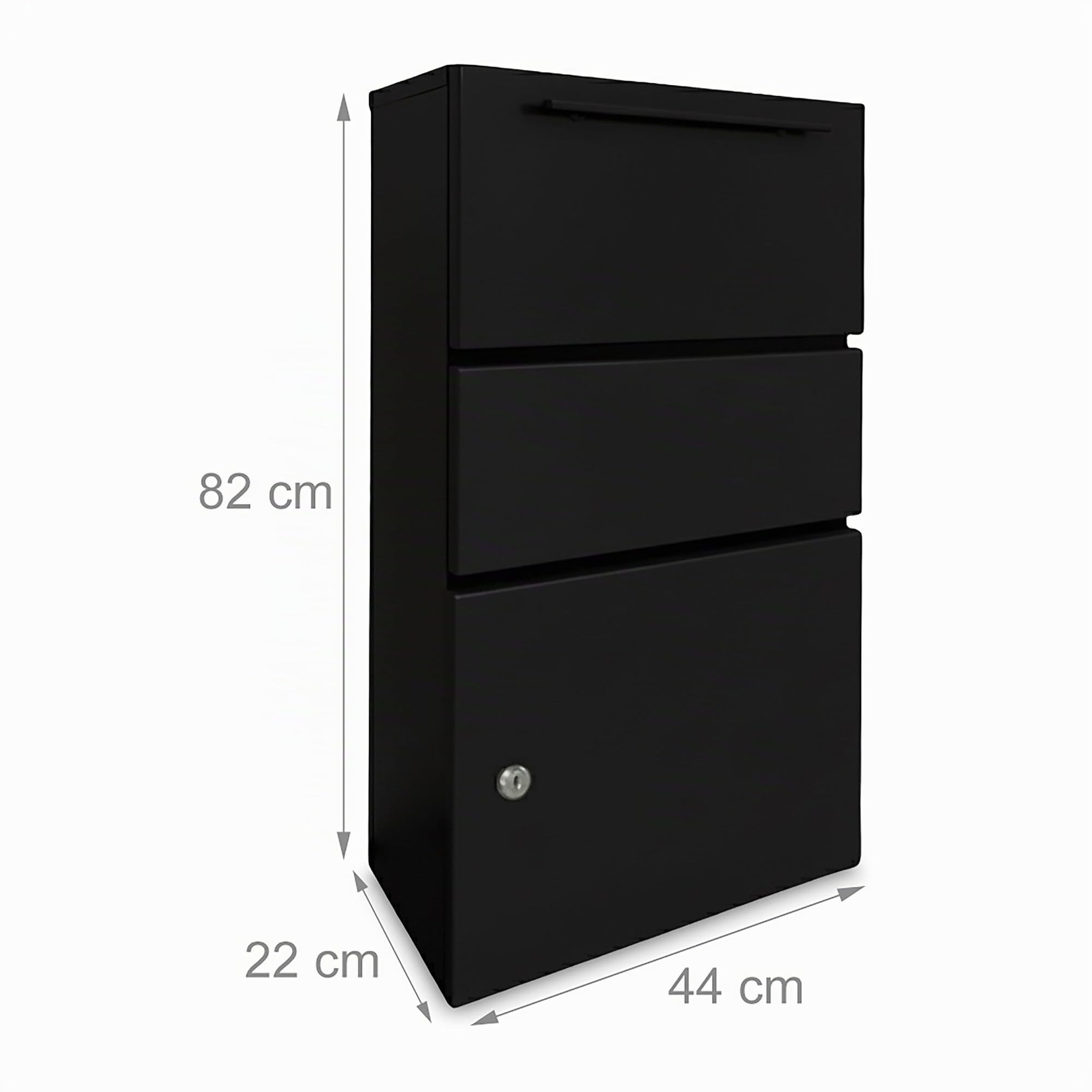 Boîte à Colis Relaxdays, Fente pour Colis, 4 clés, H x L x P : 82 x 44 x 22 cm, en Fer, Autonome, Noire