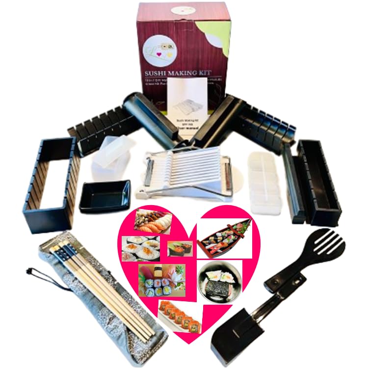 Sushi Making Kit Sushi Cutting Mold Spam Musubi Maker Kit Heart Sushi Maker Mold Spam Slicer Musubi Mold Easy Sushi Making Kit For Beginners DIY Sushi Kit For Home Nigiri Sushi Mold Set