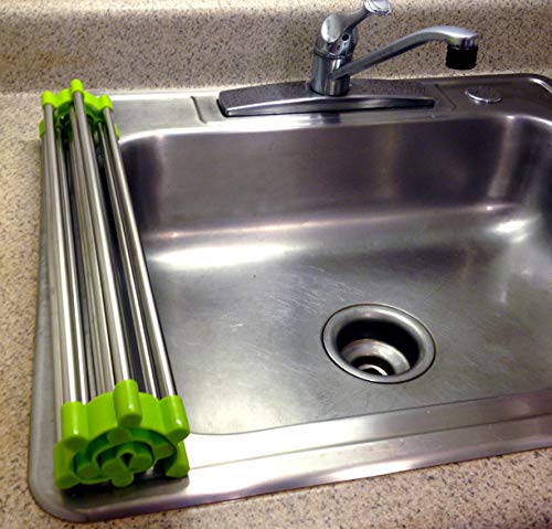 Folding Drain Rack Vegetable Rinsing Station - Stainless Steel Washing Station And Coladnder Drying Tray #TOP2