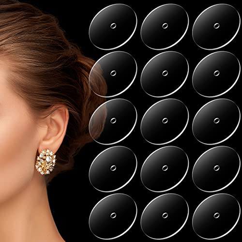 ANCIRS 210 Stück 10 mm transparente Scheiben-Pads für Ohrringe, Stabilisierung, runde Kunststoffscheiben, Pads für Ohrring-Rücken und Schmuckhandwerk, Schmerzlinderung Cover