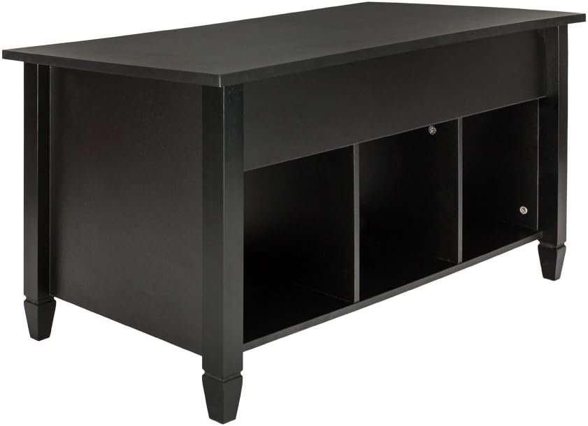 Coffee Tables,Lift Top Coffee Table with Hidden Storage Compartment & Shelf, Lift Tabletop Dining Table for Living Room (Black)