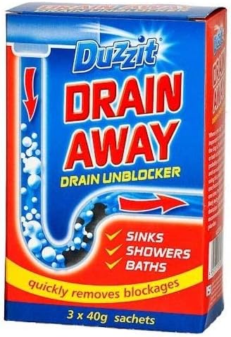 Drain Away Kitchen Sink Opener Unblocker Quickly Removes Bath Blockages 3 x 40g Sachets