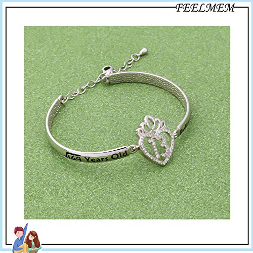 Image of FEELMEM Birthday Gifts Bracelet 12th 13th 16th 18th 30th 40th Crown Queen Charm Bracelet Birthday Gift for Daughter Niece