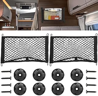 Linkstyle Storage Net, 2 PCS Car Cargo Net Universal Car Storage Mesh Bag Elastic Nylon Mesh Car Boot Tidy Storage Bag Organiser with 4 Hooks And Screws for Car Truck Back Rear Seat Storage