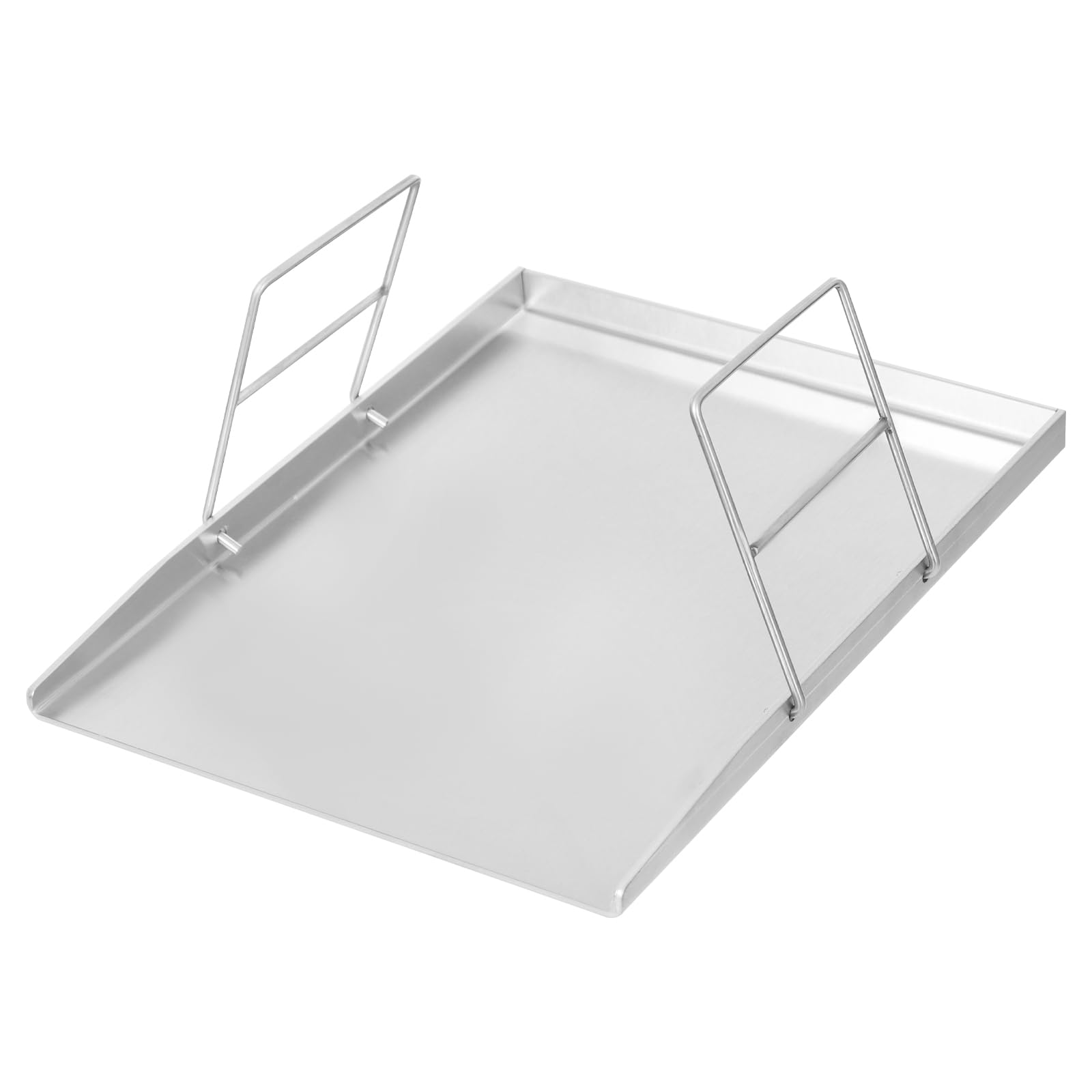 Plancha plana de acero inoxidable de 40 x 30 cm con asas y agujeros, 4 mm de grosor, apta para lavavajillas e inoxidable, parrilla duradera para carne, pescado, tortillas para carbón vegetal, barbacoa