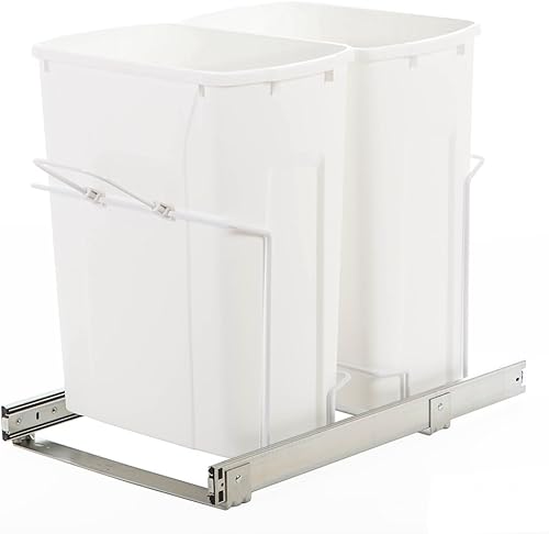 Knape & Vogt SBM15-2-35WH - Bote de basura extraíble con montaje inferior para gabinete, 18.8 x 14.25 x 22 pulgadas