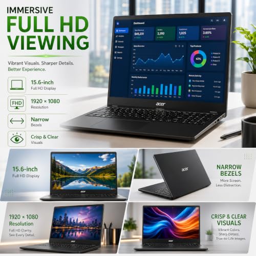 Image of Acer TravelLite TL05 Smart Laptop | AMD Ryzen 7 7730U | 16GB RAM | 512GB SSD | Radeon Graphics | 15.6 inch FHD | Windows 11 + MS Office 2024 Lifetime | 3 Years Warranty | Black