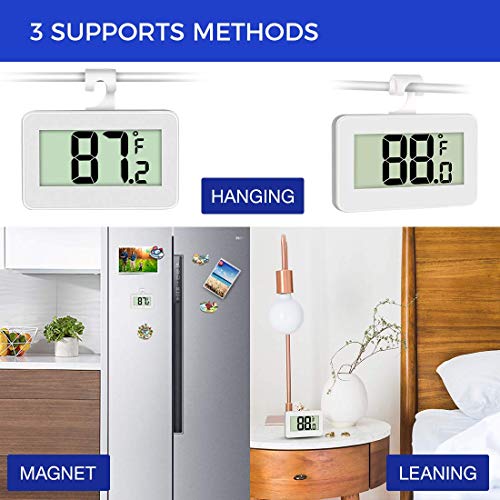 Mini Refrigerator Fridge Thermometer, 2 Pack Digital Freezer Thermometer Waterproof Room Thermometer With Hook, Large Lcd Display #TOP3