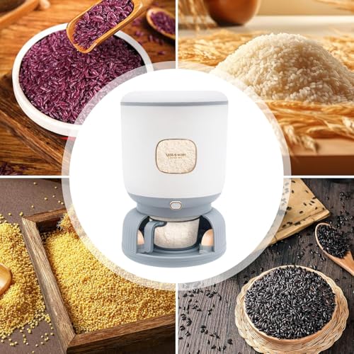 Image of 10 KG Storage Containers for Kitchen Clear food grade Rice Dispenser, Large Grain Container with Egg Storage Tray Measuring Cylinder Moisture Proof Household Cereal Dispenser Bucket for Kitchen white