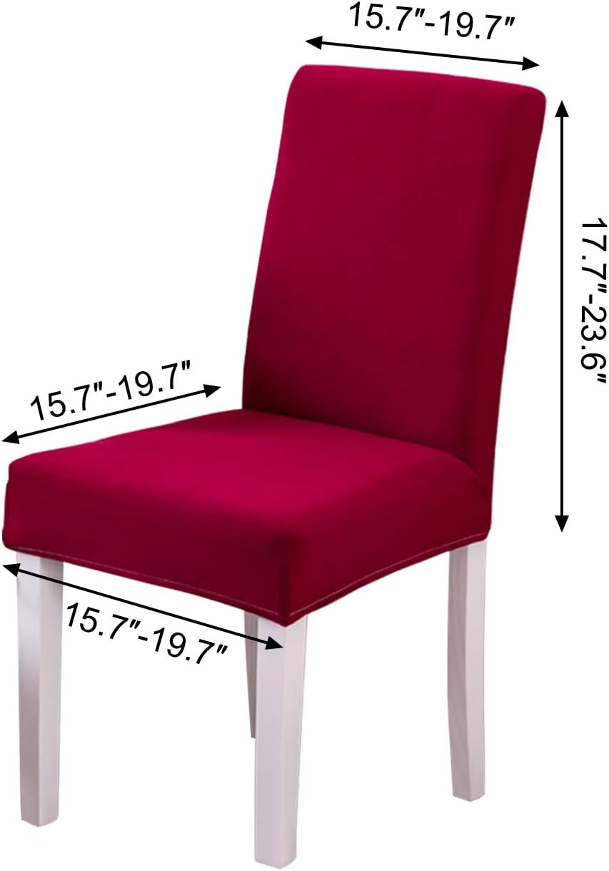 Ogrmar 4PCS Stretch Removable Washable Dining Room Chair Protector Slipcovers/ Home Decor Dining Room Seat Cover (Wine Red)