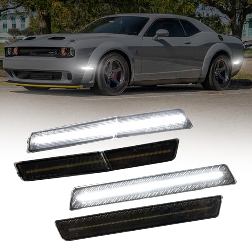 AUTOONE White LED Side Markers for 2018-2023 Dodge Challenge