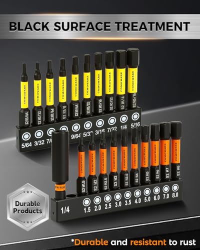 Image of COMOWARE Hex Key Drill Bit Set, Magnetic Tips, Quick Release, Pack of 20