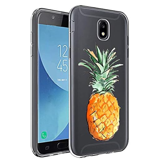 Coque Samsung Galaxy J5 2017/J5 Pro/J530, Bumper Housse Etui [Liquid Crystal] Ultra Mince Protection Premium TPU Silicone Premium Transparent/Exact Fit/Souple (Ananas)