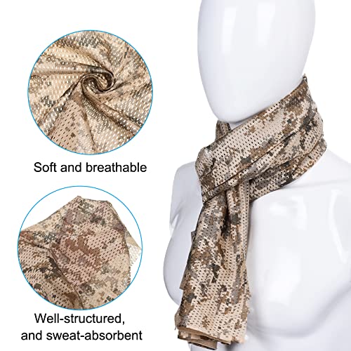 PATIKIL 63"x20" Camouflage Netting Camo Scarf, 2 Pack Camo Netting Veil Desert Mesh Scarves for Outdoor Sports Desert Digital - Image 2