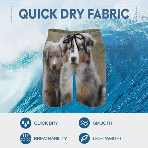 Men's Swim Trunks Quick Dry Board Shorts with Pockets Beach Shorts Australian Shepherd Bathing Suits for Men3