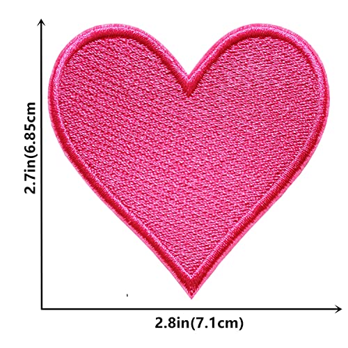 Misdonr 3Pcs Pink Heart Embroidered Iron On Patches For Clothing Jackets Backpacks 2.7X2.8 Inch #TOP2