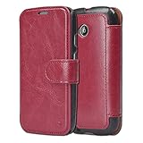Moto E 2nd Gen Case Wallet - Mulbess [Layered Dandy][Wine Red] - [Slim][Wallet Case] - Premium Leather Flip Case With Credit Card Slot for Motorola Moto E 2015 (2nd Generation)