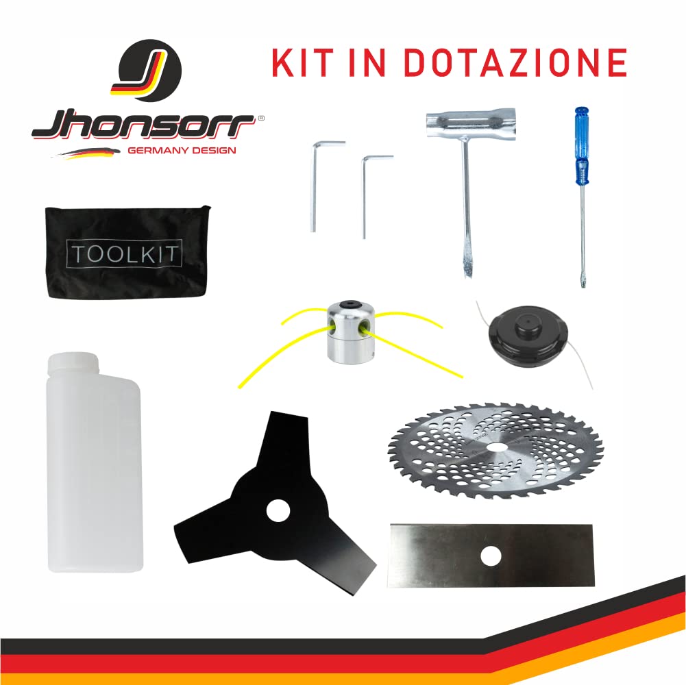 Decespugliatore a Scoppio 52cc 2T a Spalla a Zaino Spalleggiato Giardino Giardinaggio Ergonomico + Dischi e Testina