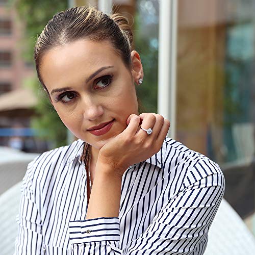 925 Sterling Silver Earrings 2.5 Cttw Round Cz Stone Halo Stud Earrings #TOP3