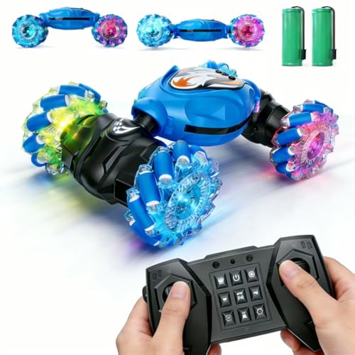 Holyton Gesture & Remote Control RC Stunt Car with Magic Color-Changing Body, Cool Lights & Music, 4WD All-Terrain Vehicle, Photochromic Coating, Gift for Boys Girls Age 6-7-8-9-10-11-12