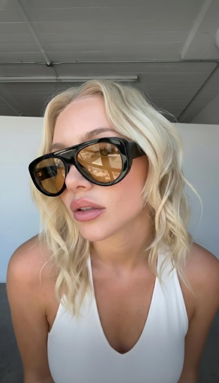 Trendy Aviator Sunglasses Womens Mens Retro 90s Rectangle Wrap Shades Oversized Style AR82372 - Image 2